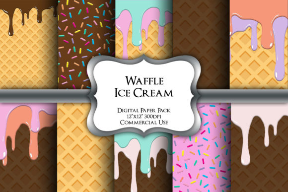Download Ice Cream Cone Digital Paper Pack - Cream Collection